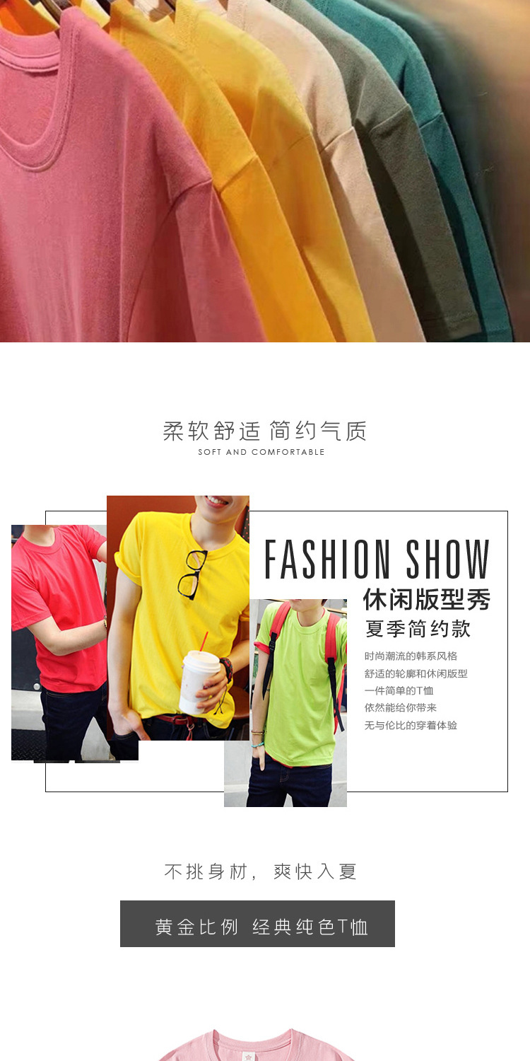 Wholesale 180g200g250G Combed Cotton Short-Sleeved T-shirt Customized Large Size Advertising Shirt Work Clothes Printed Logo Word