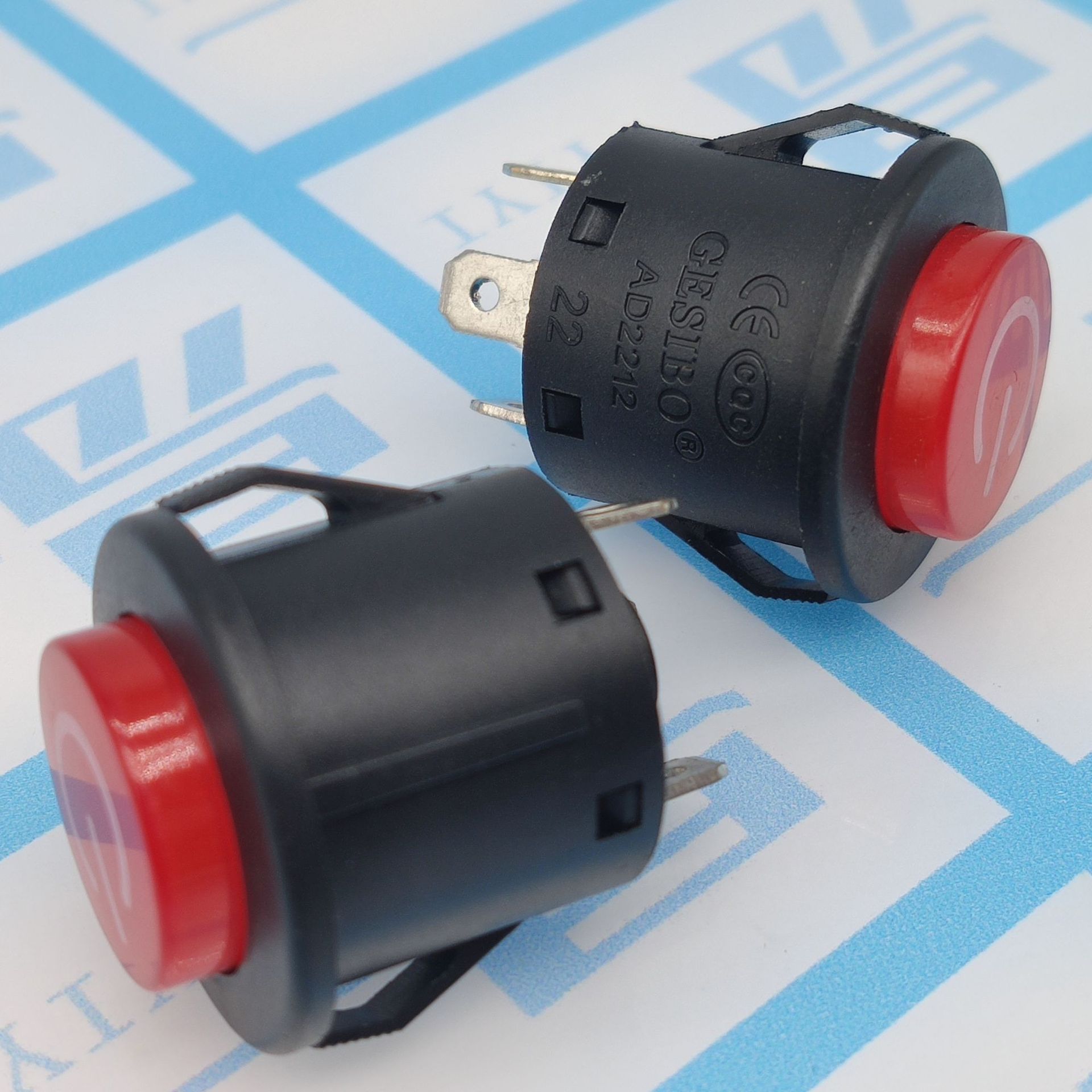 童车电源开关 22mm自锁开关 儿童电动车一键 点动启动开关