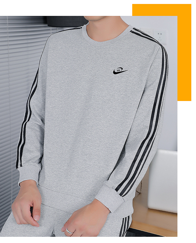 纯棉三条杠情侣运动服套装男大码宽松休闲外套运动装跑步衣服一套