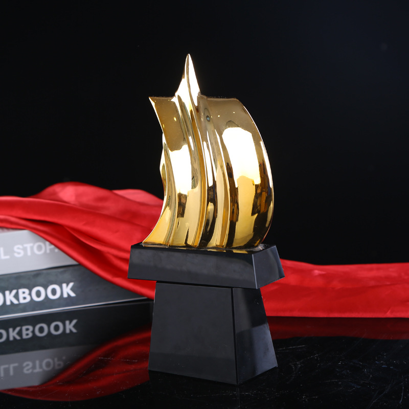 创意制作帆船彩印奖杯比赛表彰优秀员工年终颁奖奖品水晶奖杯