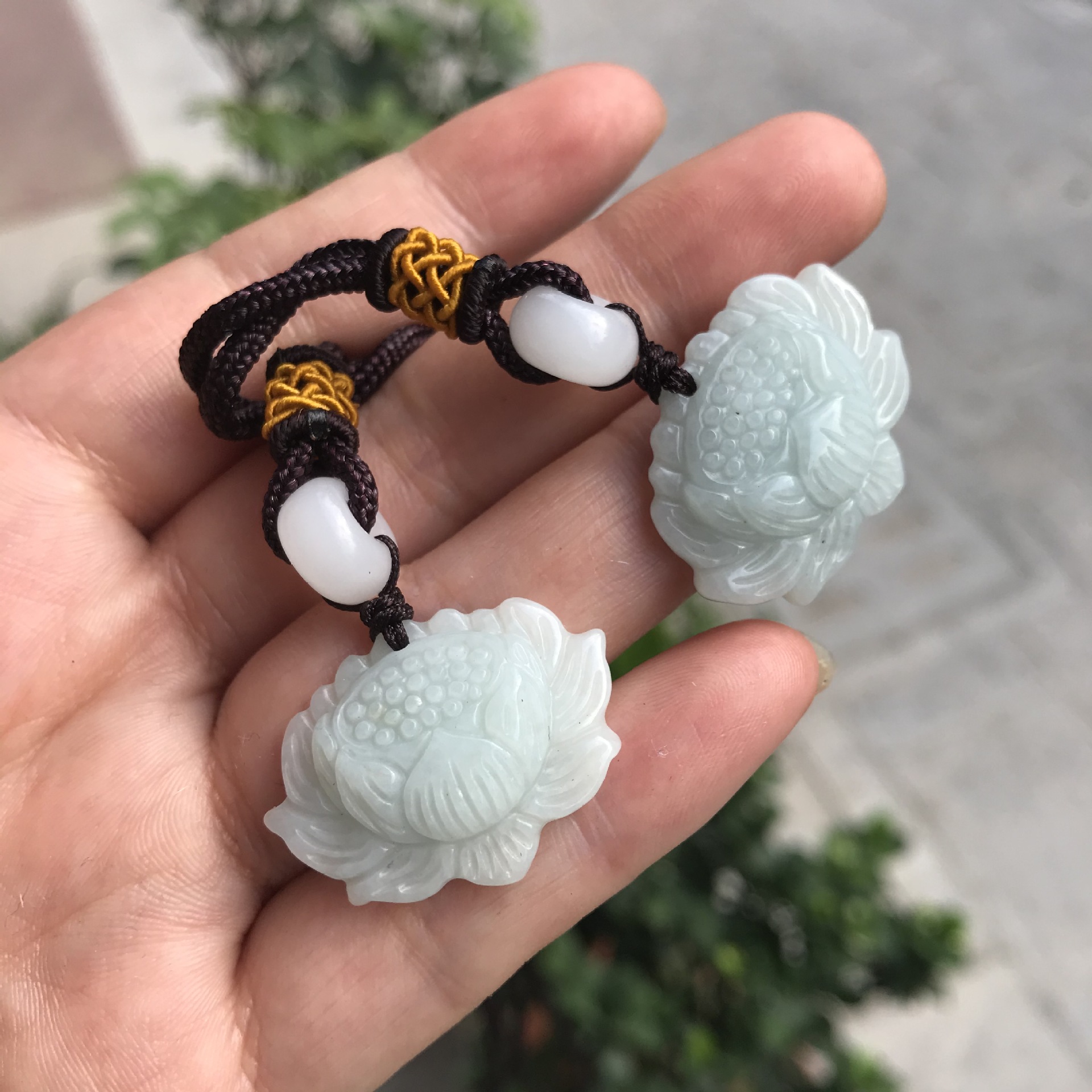 缅甸玉翡翠a货莲花吊坠玉石玉坠男女玉佩情侣款项链转运