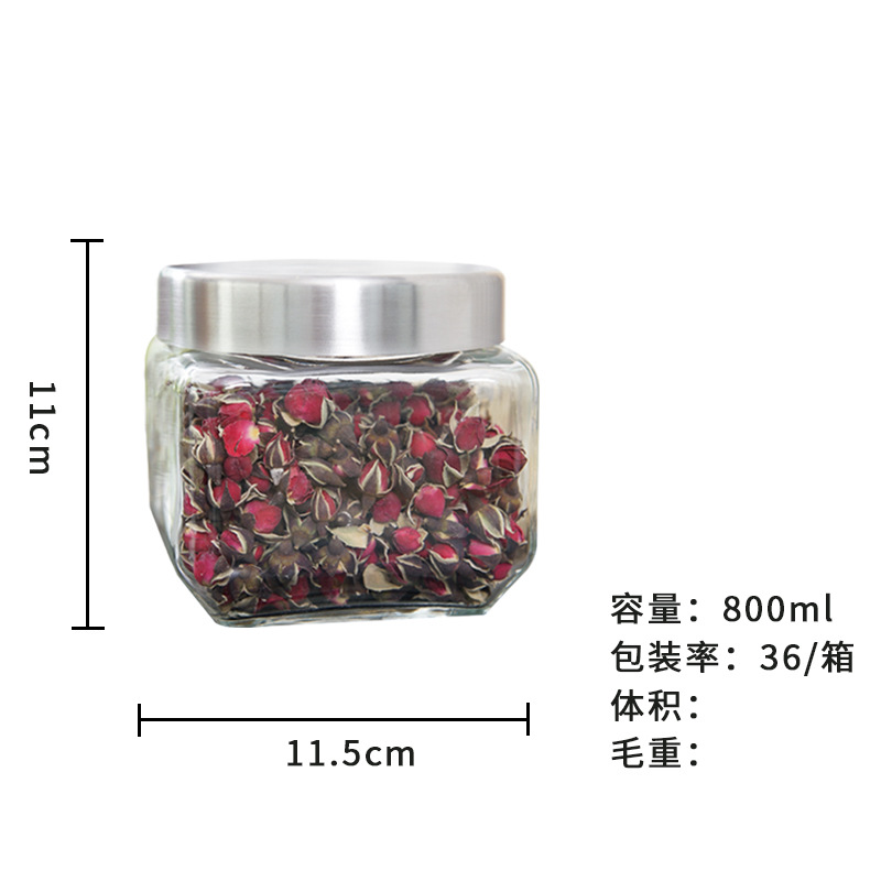 Wholesale Factory Glass Bottle Multi-Functional Storage Bottle Food Storage Jar a Bottle of Honey Dried Fruit Jar Square 800ml