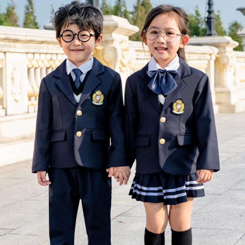 幼儿园园服小学生校服春秋冬季英伦风西服四五件套装童装儿童班服