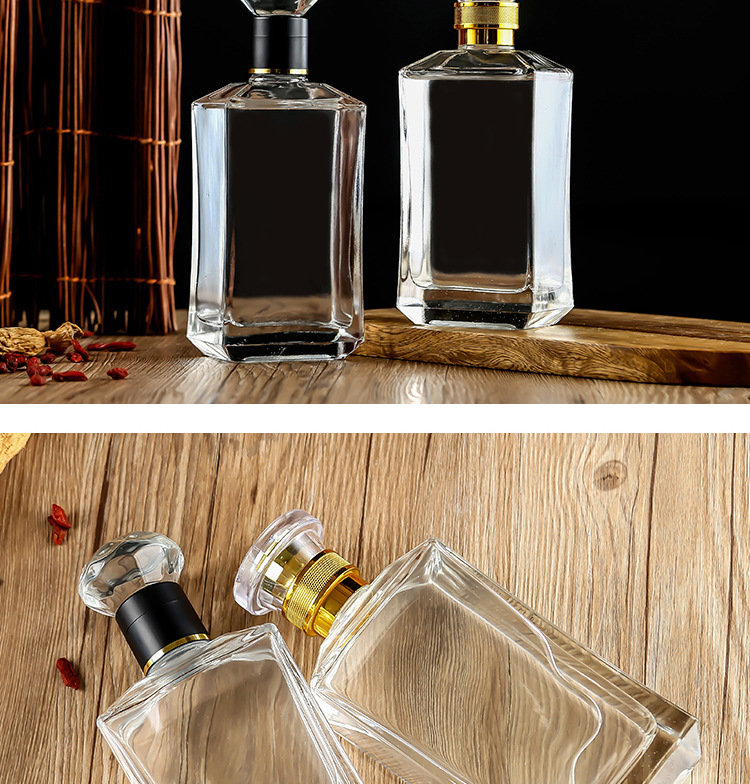 一斤装玻璃白酒瓶宴席招待密封酒瓶空瓶高档玻璃开山酒瓶子可印字