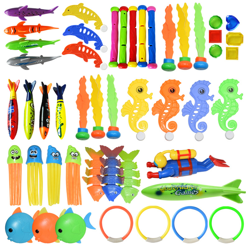 Amazon Cross-Border Summer Swimming Pool Diving Toy Torpedo Water Toy Set with Diving Seaweed