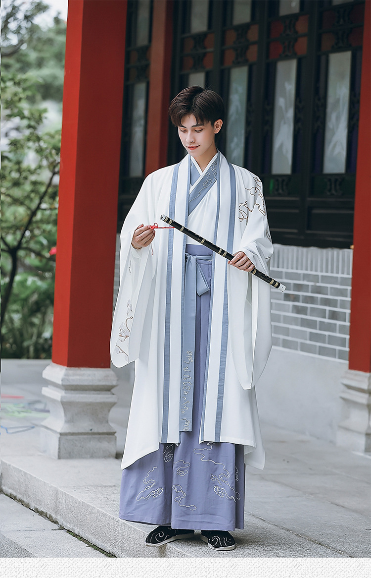 古装翩翩公子学生班服表演服装对襟外披大码汉服男中国风男三件套