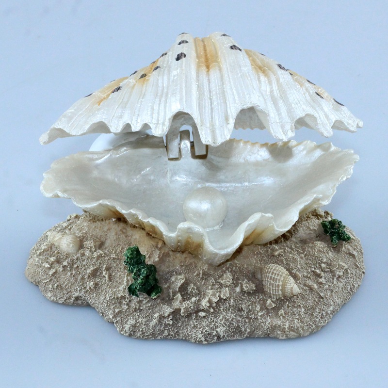 创意水族箱气泵气动增氧泵珊瑚礁石假山贝壳蚌壳气泡造景装饰摆件