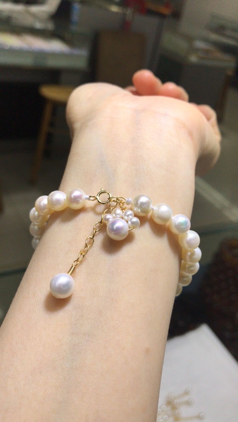 珍珠手链 7mms925银调节扣