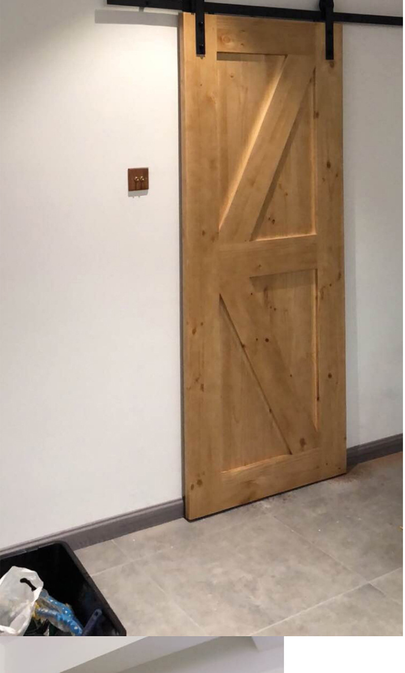 美式特色实木谷仓门现代家居餐厅手动平移门民宿卫生间推拉门定制