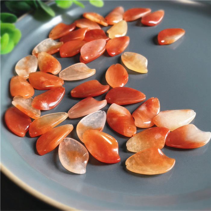 原创设计天然红丝玉花瓣金丝玉14*24扭形 菱形花瓣diy发簪