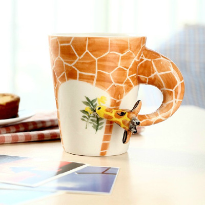 3d立体纯手绘陶瓷动物 创意马克杯 可爱卡通大象水杯