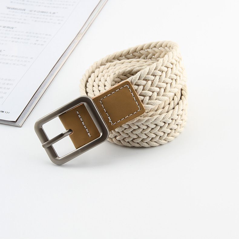 经典复古蜡绳编织腰带韩版时尚棉麻风格方扣细皮带长衫牛仔裤饰品