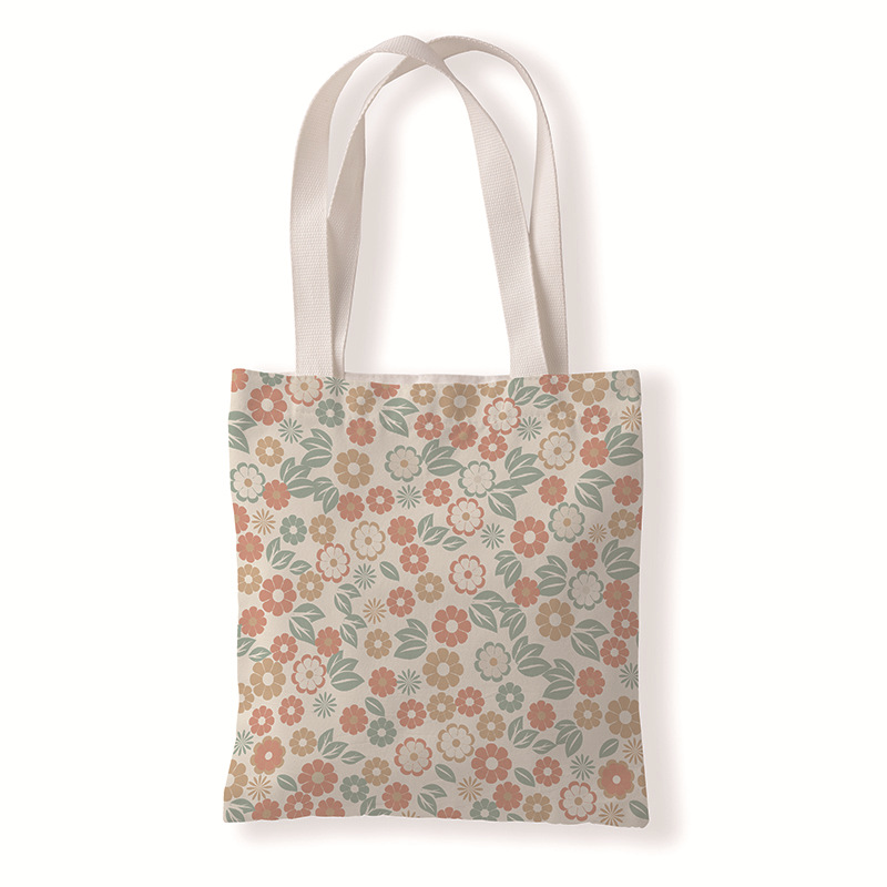 Geometric Stripe Pattern Canvas Single-Shoulder Bag Student All-Match Bag Hand Bag Leisure Coin Pocket Environmental Protection Shopping Bag