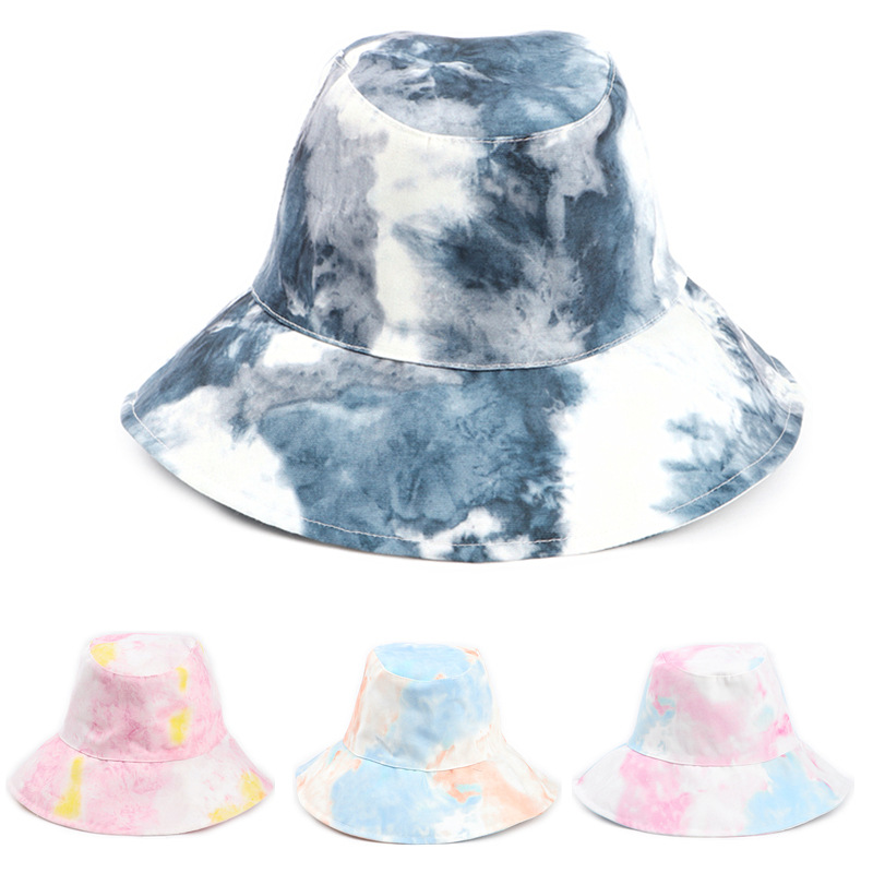 Korean Style Fashion Painted Bucket Hat Men's and Women's Spring and Summer Tie-Dyed Colorful Ethnic Style Sun-Proof Basin Hat Outdoor Sun Hat