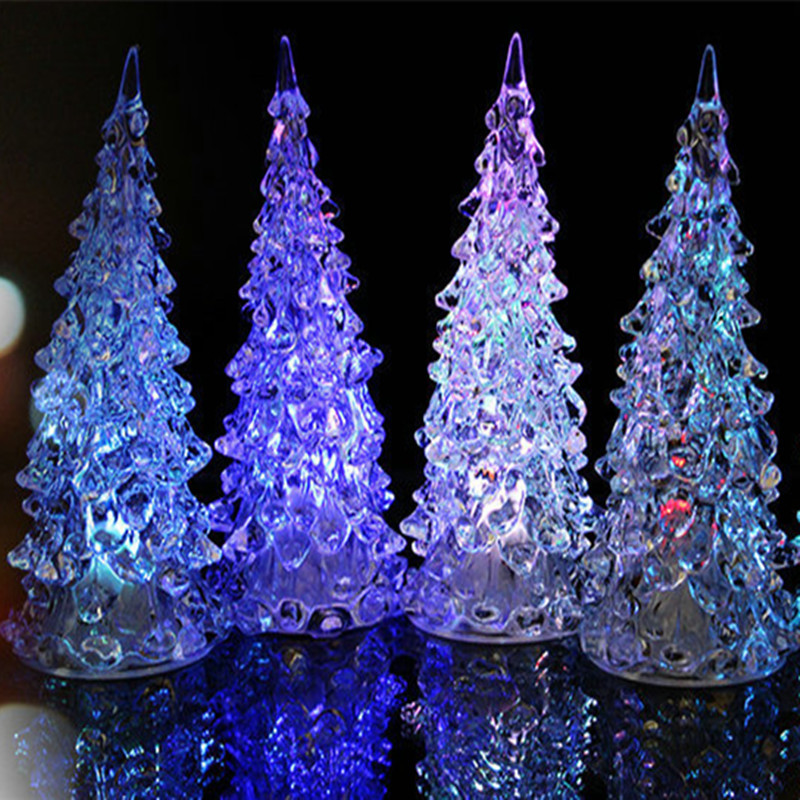 Christmas Gift Acrylic Christmas Tree Seven-Color Night Light Exquisite Pagoda Night Light Stall Supply Wholesale