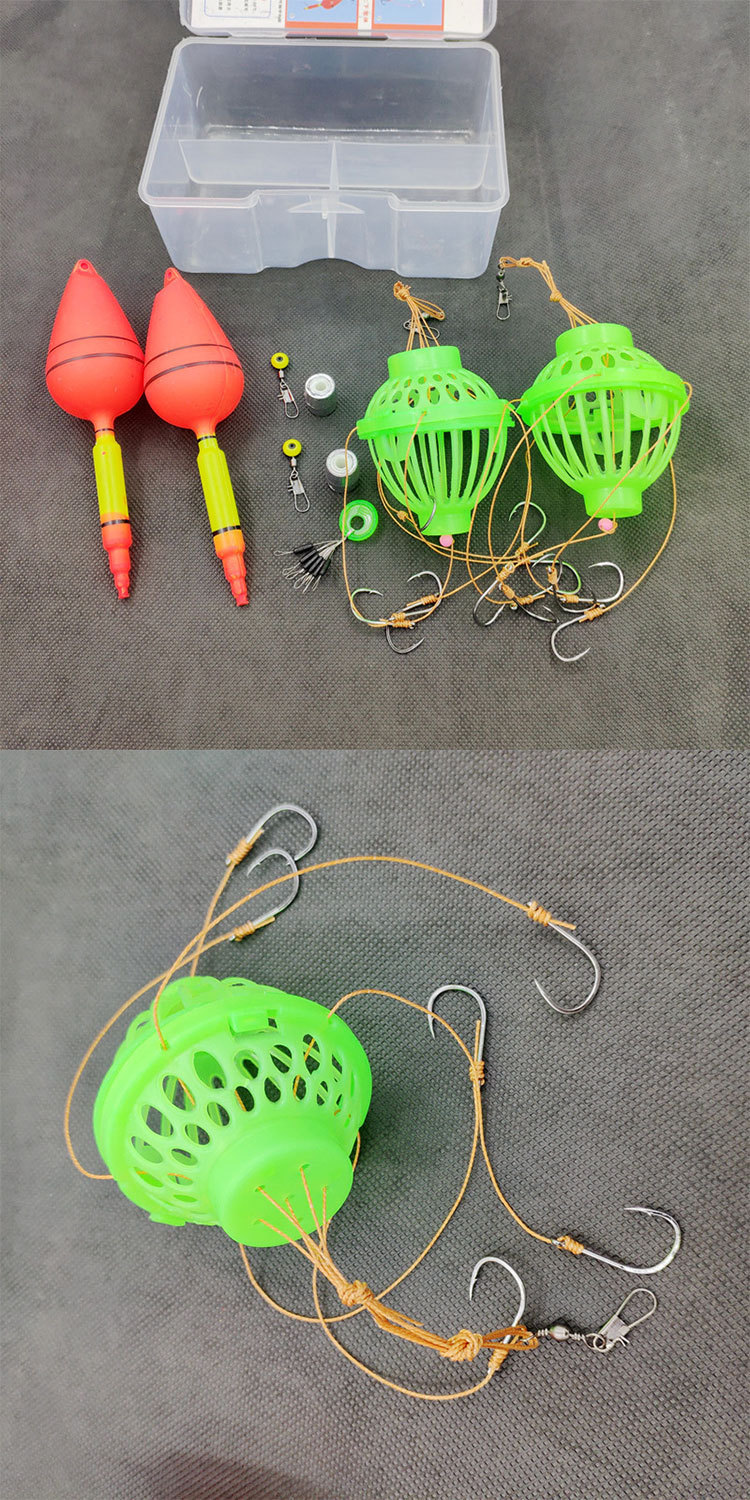 爆炸钩水怪鲢鳙饵笼加厚水怪钓笼鲢鳙钓组套装 6钩双扣海竿钓鱼钩
