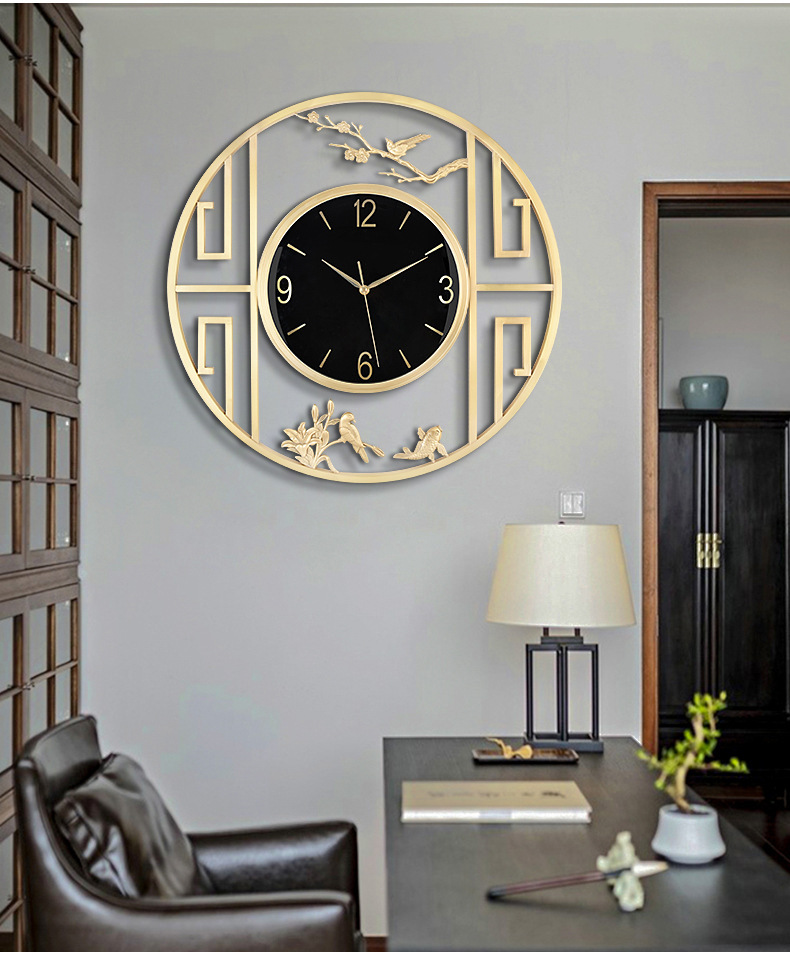 厂家直销新中式客厅大号全铜挂钟创意静音纯铜挂钟中国风别墅挂钟