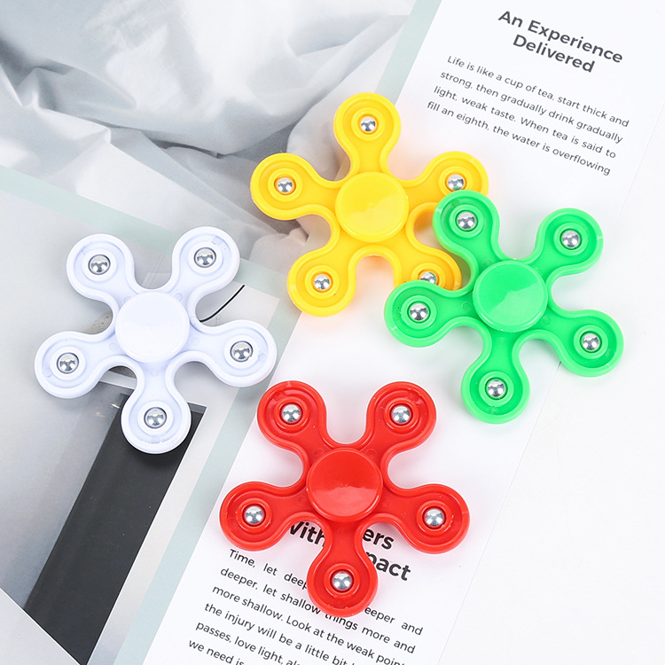 Five-Bead Fingertip Gyro Plum Blossom 5-Bead Hand Spinner Five-Leaf Bearing Five-Angle Steel Ball Spiral Finger Pressure Reduction Toy