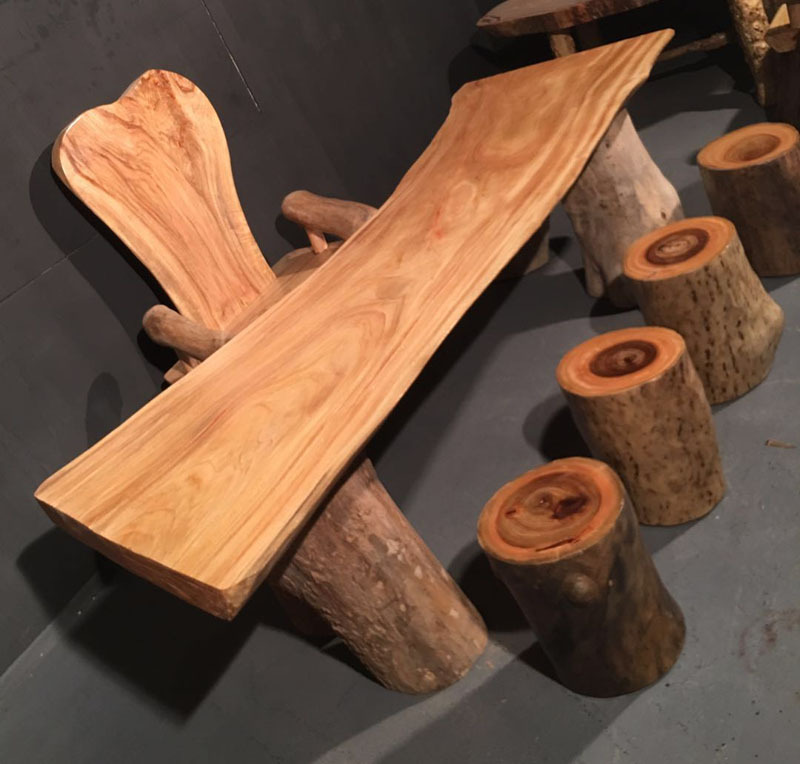 香樟木大板画艺独木不规则异形茶台会议桌茶台原生态家具禅意茶台