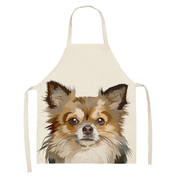 Korean Style Sleeveless Waterproof Oil-Resistant Apron Cute Dog Animal Cartoon Foreign Trade Linen Apron Adult Overclothes