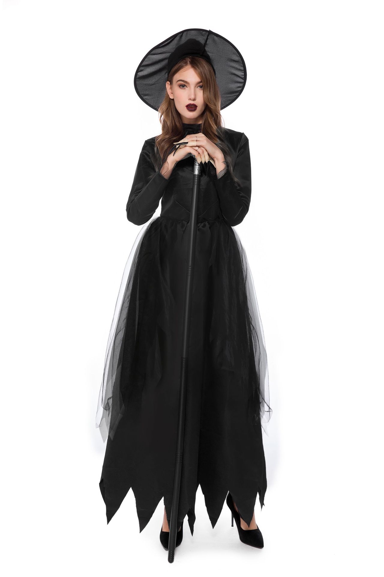 万圣节新款黑色恶魔服装 圣诞装女巫装吸血鬼服装制服派对 演出服