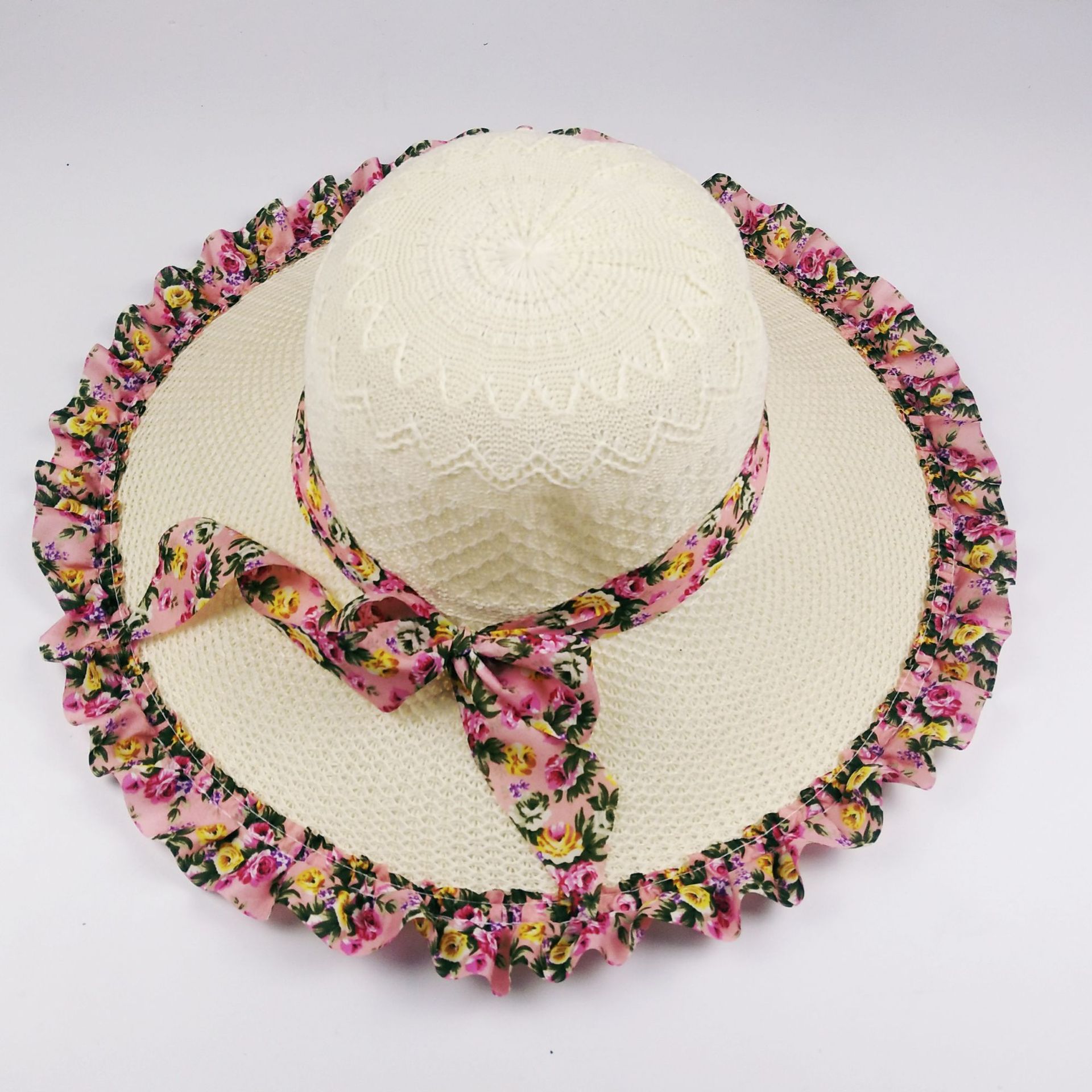 2020新款帽子女士蝴蝶结好搭遮阳花边帽春夏户外旅游防晒透气草帽