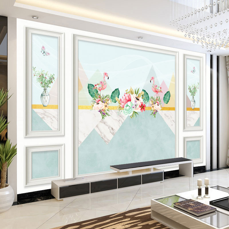 3d电视背景墙壁纸8d网红简约几何墙布18d超浮雕北欧无缝定制壁画