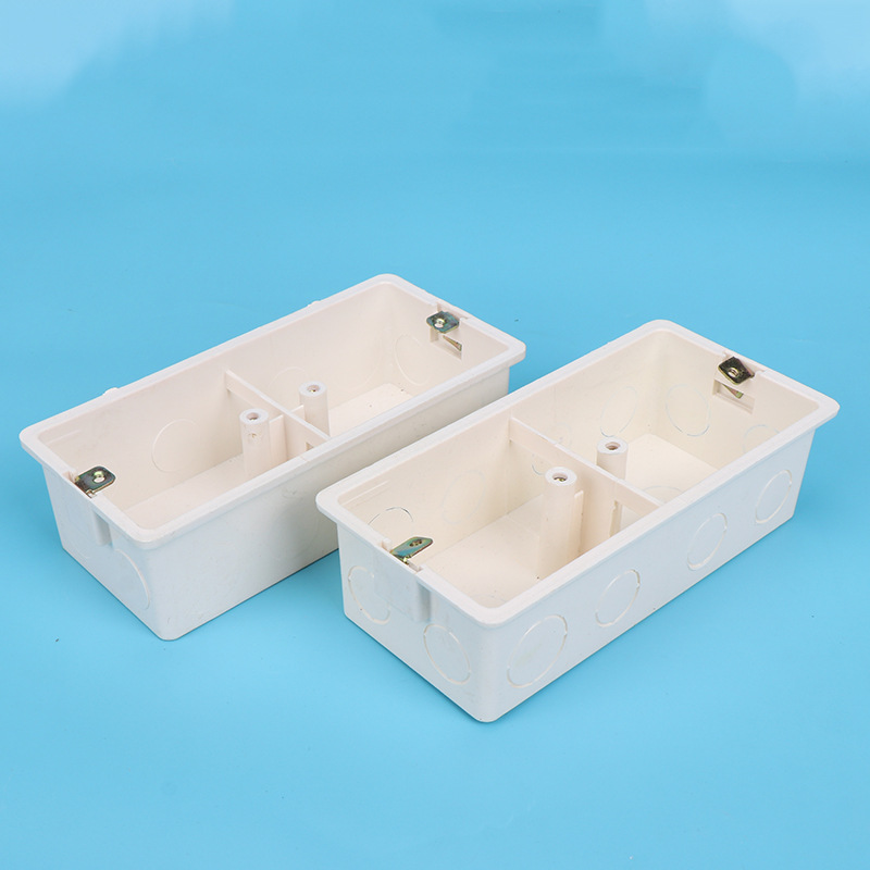 86型开关插座通用暗盒双底盒暗装pvc接线盒底座暗线盒双联白 加厚