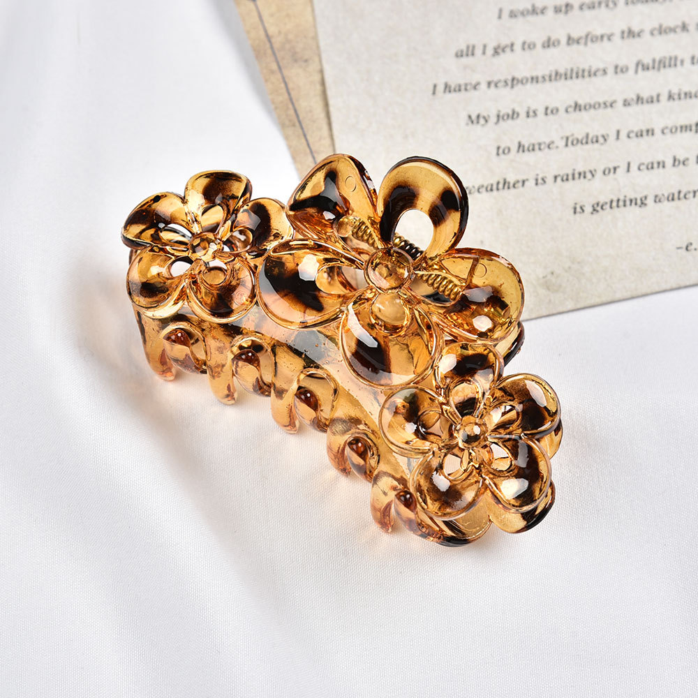 Cross-Border Beads Amber Retro Temperament Hair Jaw Clip New Handmade Translucent Top Clip Head Ornament Hot