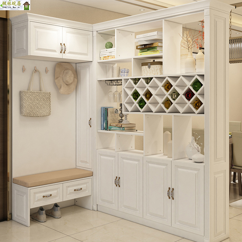 简约现代门厅玄关柜转角连体鞋柜酒柜隔断柜餐厅储物柜进门展示柜