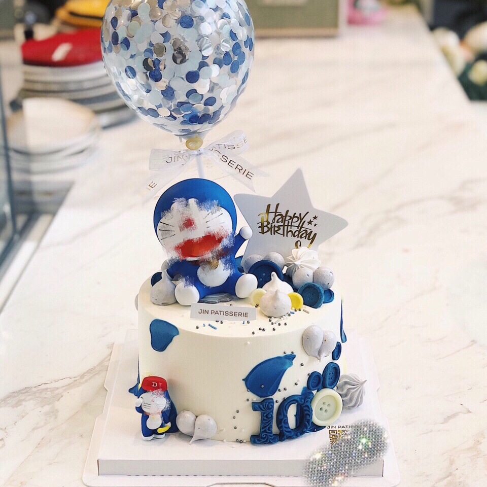 大号蓝胖子哆啦a梦蛋糕装饰摆件 机器猫公仔手办儿童玩具汽车摆件