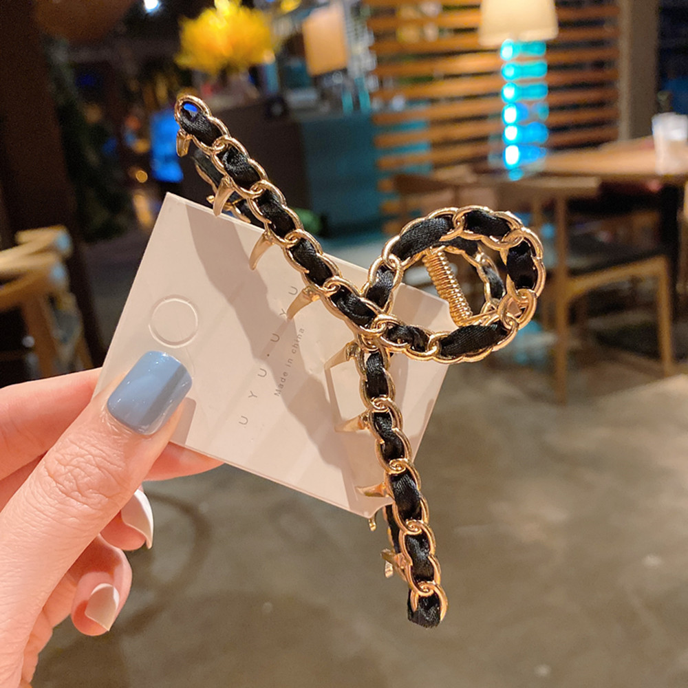 ins小香风金属鲨鱼夹韩版盘发大号发抓气质简约发夹网红抓夹发饰