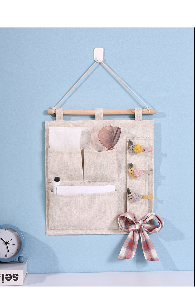 fasola布艺挂式整理手机收纳挂袋储物袋壁挂多层棉麻挂墙置物袋