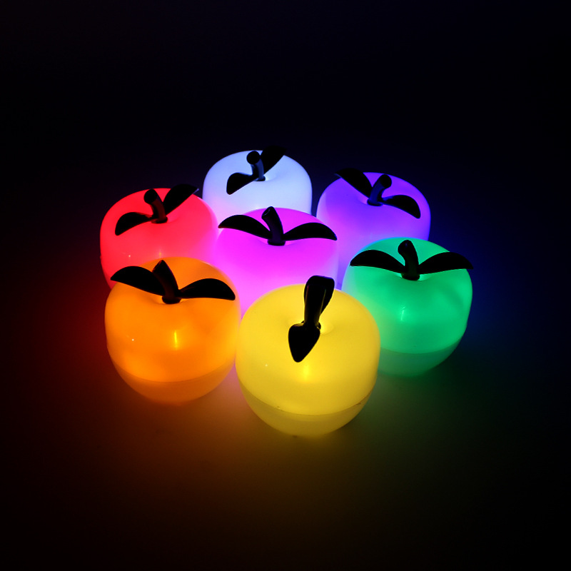 跨境新品圣诞led苹果装饰灯派对婚庆电子蜡烛灯发光led苹果灯多色