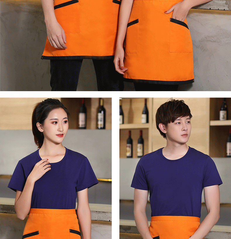 6短袖烧烤工作服餐饮t恤快餐服务员火锅店餐厅饭店工作服装女棉