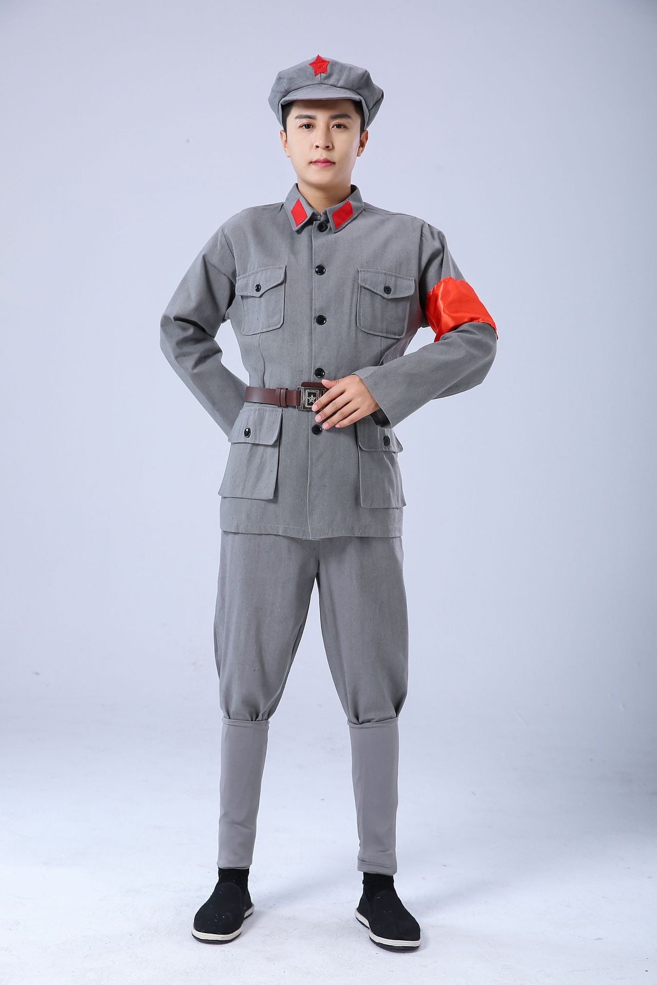 成人棉麻红军服儿童八路军新四军影视剧服装小红军抗战服舞台装