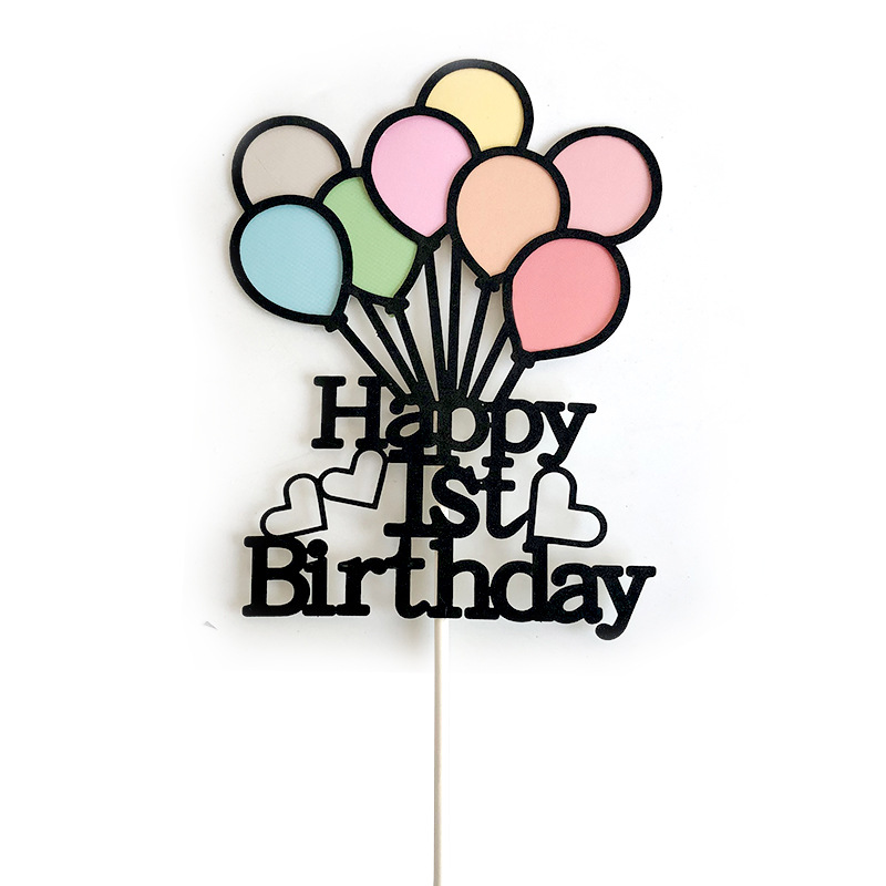 烘培生日快乐热气球蛋糕装饰happy birthday宝宝周岁百天插旗插牌