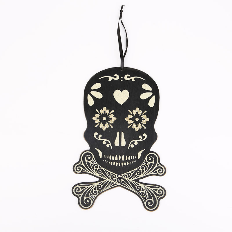 New Halloween Skull Shape Decorated Hangtag European and American Home Ghost Festival Wooden Crafts Pendant Customization