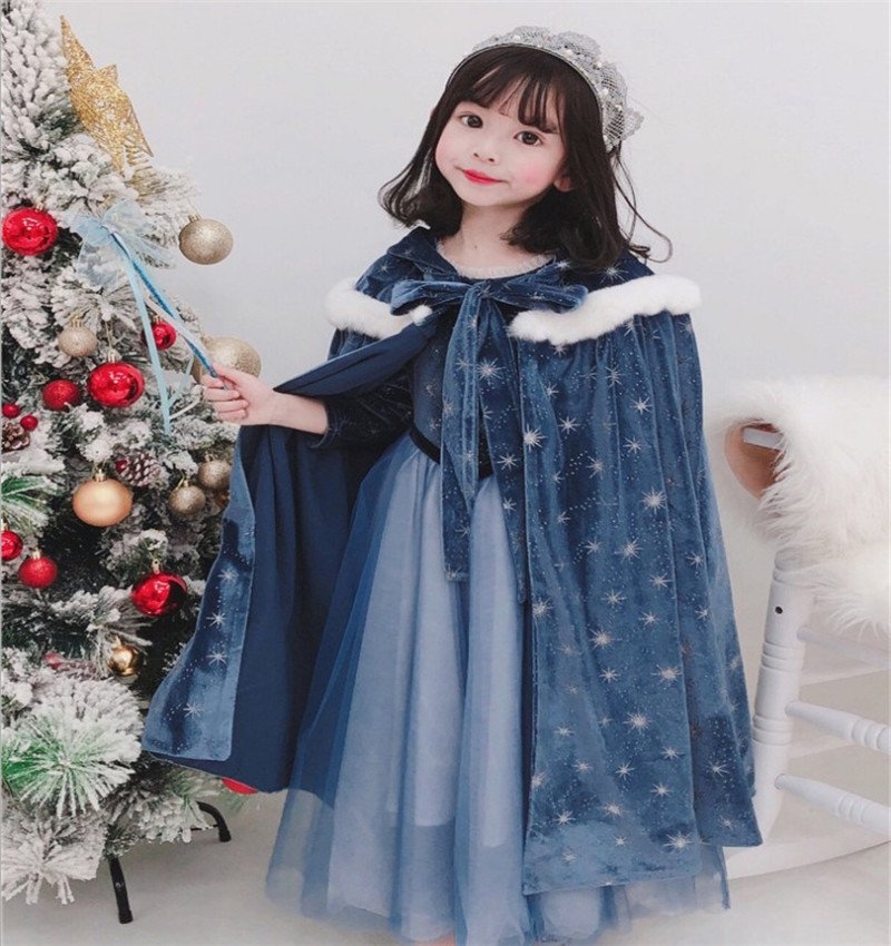 女童冰雪奇缘斗篷披肩艾莎爱莎公主披风秋冬保暖儿童披肩