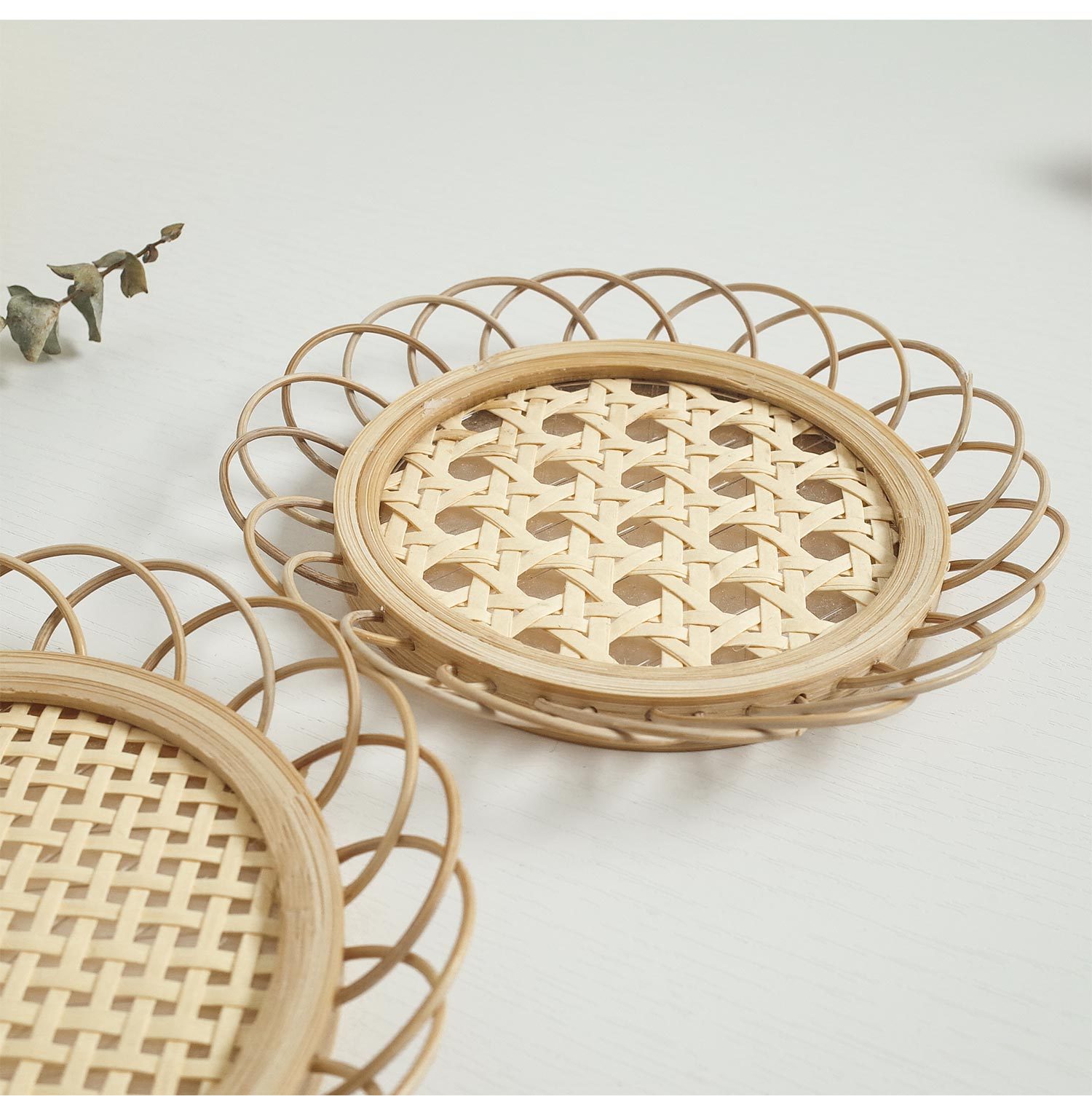 韩风ins简约风手工竹编杯垫咖啡厅民宿装饰家用花边杯托拍照道具