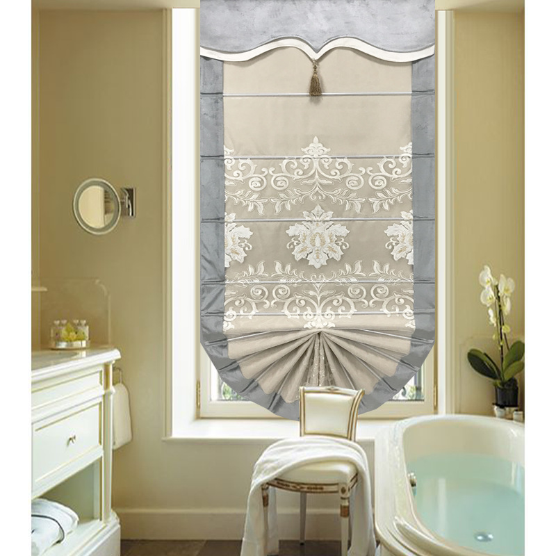 梦思圆雅致灰轻奢品质罗马扇形提拉升级阳台书房衣帽间u型窗窗帘