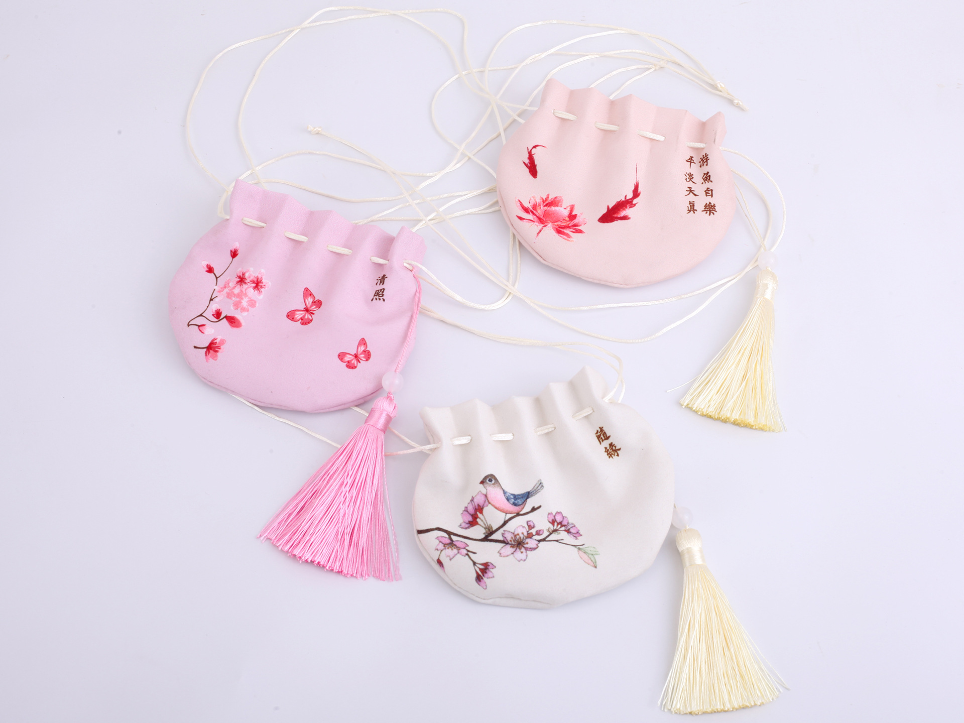 端午随身古风香包香囊袋 圆形绸缎车载汉服搭配荷包空袋锦囊包