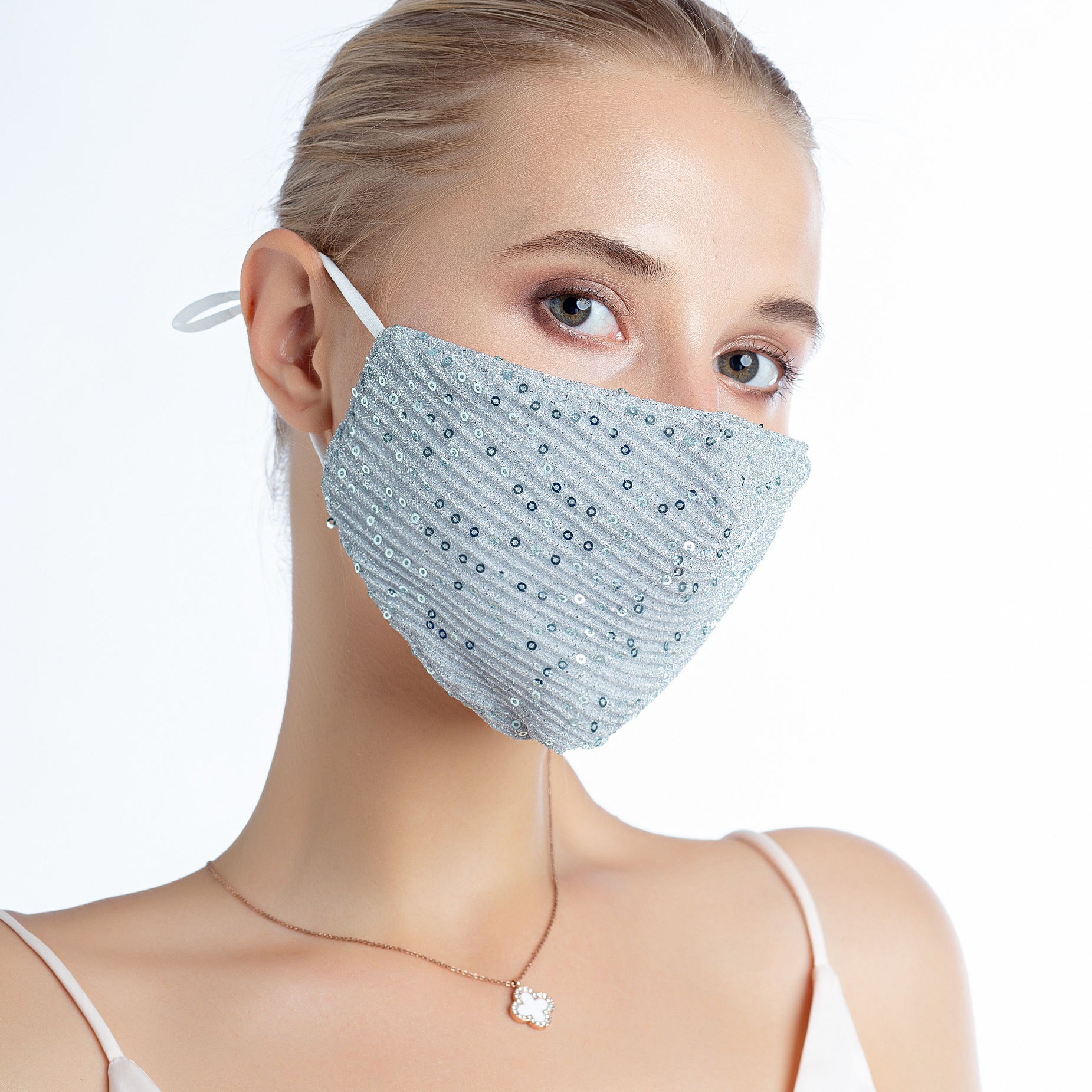 现货厂家直销亮丝亮片个性口罩时尚薄款面罩mask全棉防晒夏季