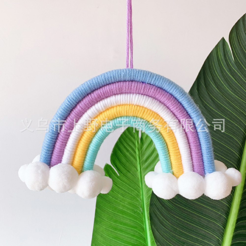 ins nordic style home children‘s room decoration pendant hand-woven cloud rainbow hanging wall decoration hanging wool
