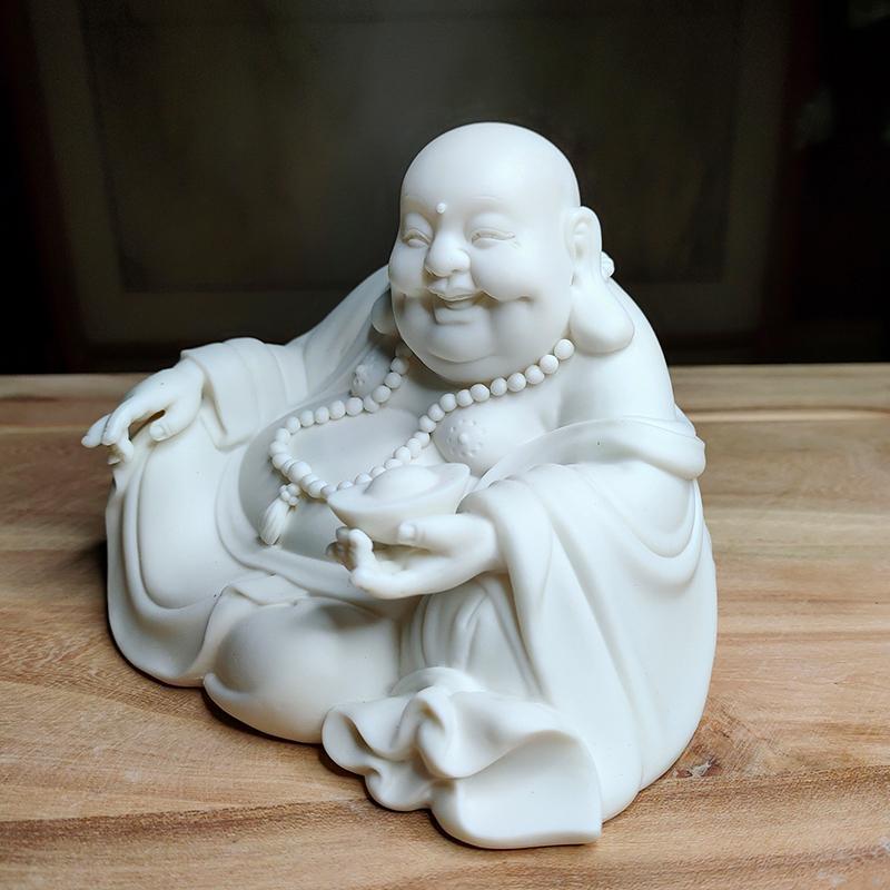 德化白瓷弥勒佛摆件 供奉家用 大肚佛 笑佛 办公室桌面装饰工艺品