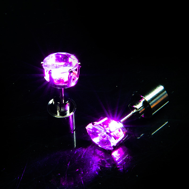 Factory Direct Supply Nightclub Trendy Male Female Couple Led Ear Stud Flash Crown Luminous Ear Studs in Stock