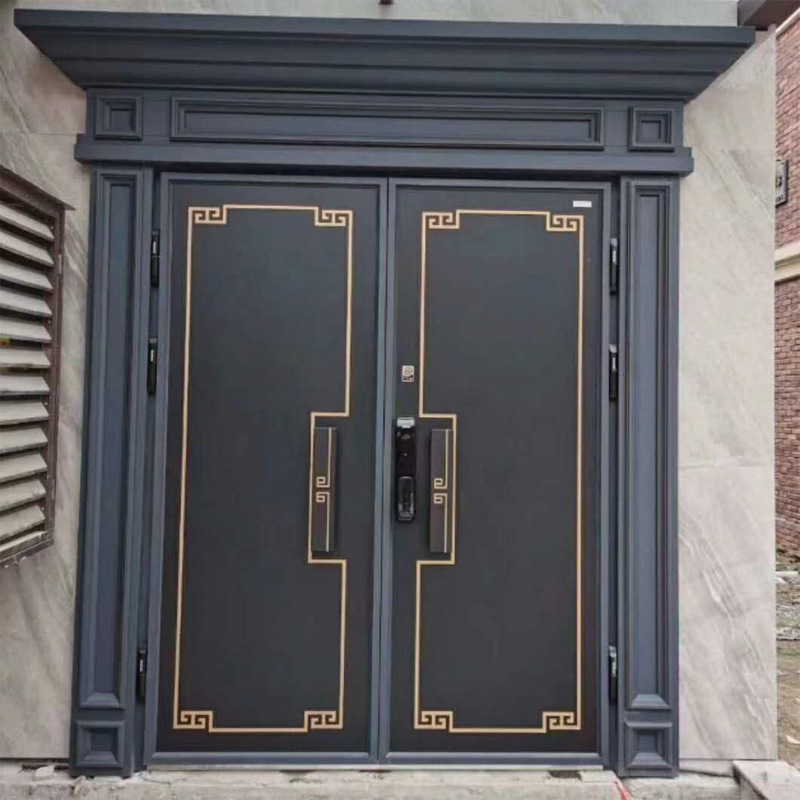 新中式双开别墅大门 铜门厂家 防爆铸铝门智能家用入户防盗门甲级