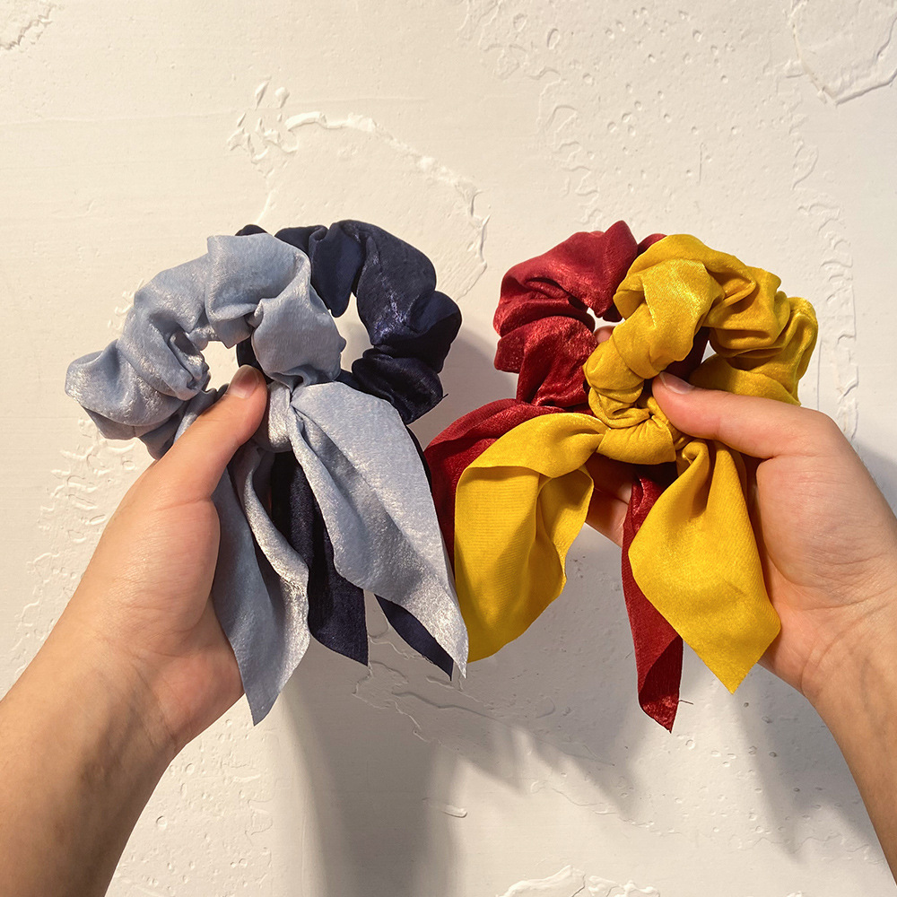 ins简约纯色丝巾飘带发圈布艺打结女扎头发皮筋头绳大肠发圈发饰