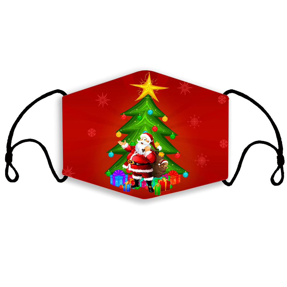 跨境 圣诞 老人3d 3d印花防尘可清洗透气儿童成人口罩内含过滤片
