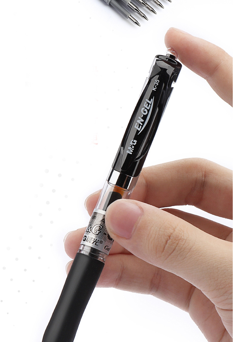 晨光文具按动中性笔k-35定制蓝黑色学生办公笔签字笔子弹头0.5mm